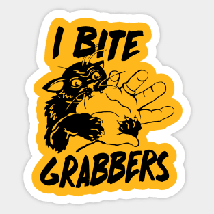 I BITE GRABBERS Angry Kitty Vintage Style Sticker